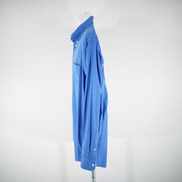 Paul Fredrick Blue Finest Two Ply Cotton Pinpoint Pocket Button Down 17-36 - Picture 5 of 10